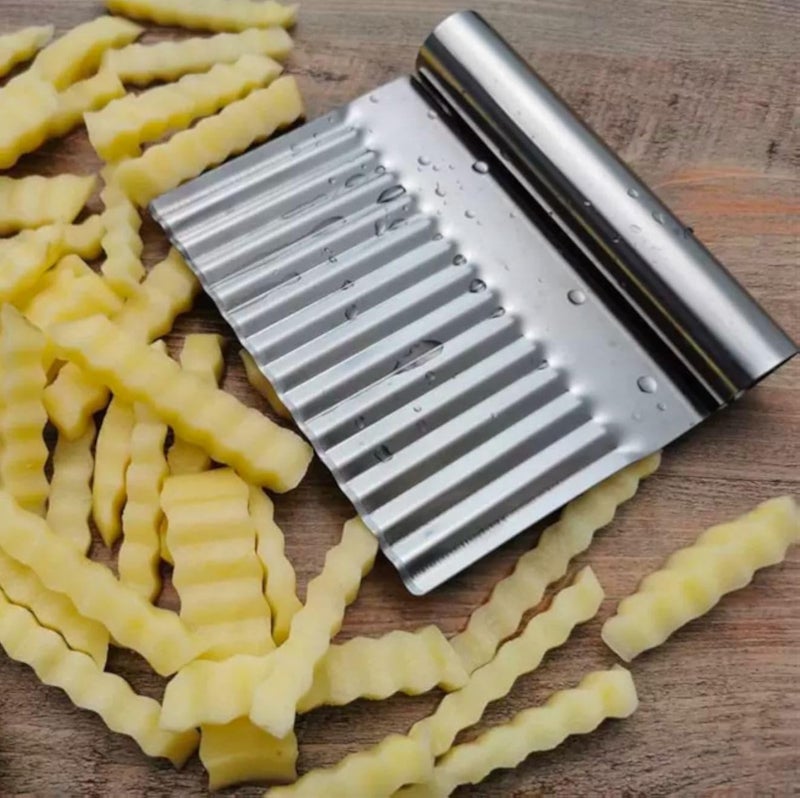 Stainless Steel Crinkle Cut Knife, Wavy Blade Potato Cutter, Kitchen Vegetable Slicer Tool